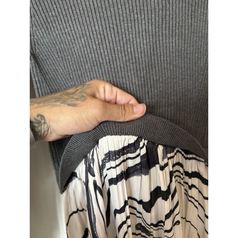 Anthropologie Gray White Thea Twofer Sweater Maxi Dress Size XS - Picture 7 of 12